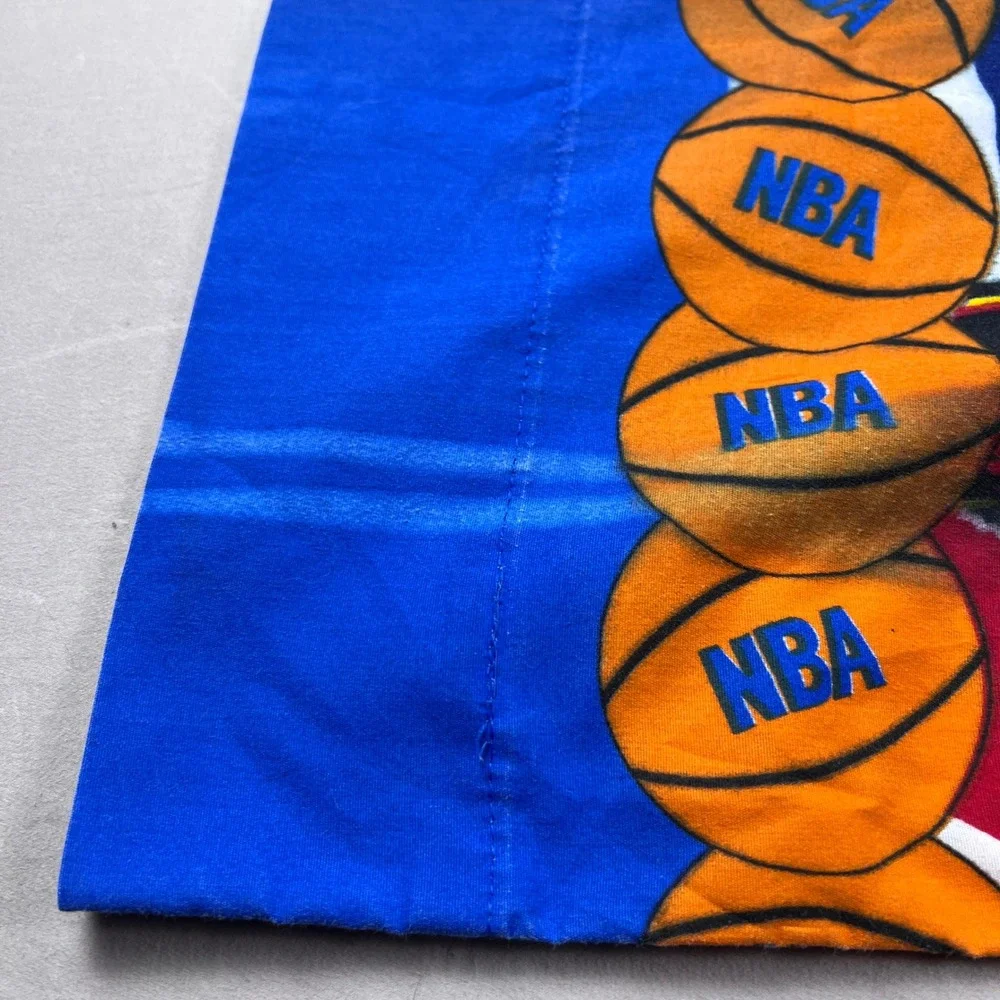Vintage NBA All Team Jersey Print Pillowcase 90s Basketball Lakers Bulls Heat